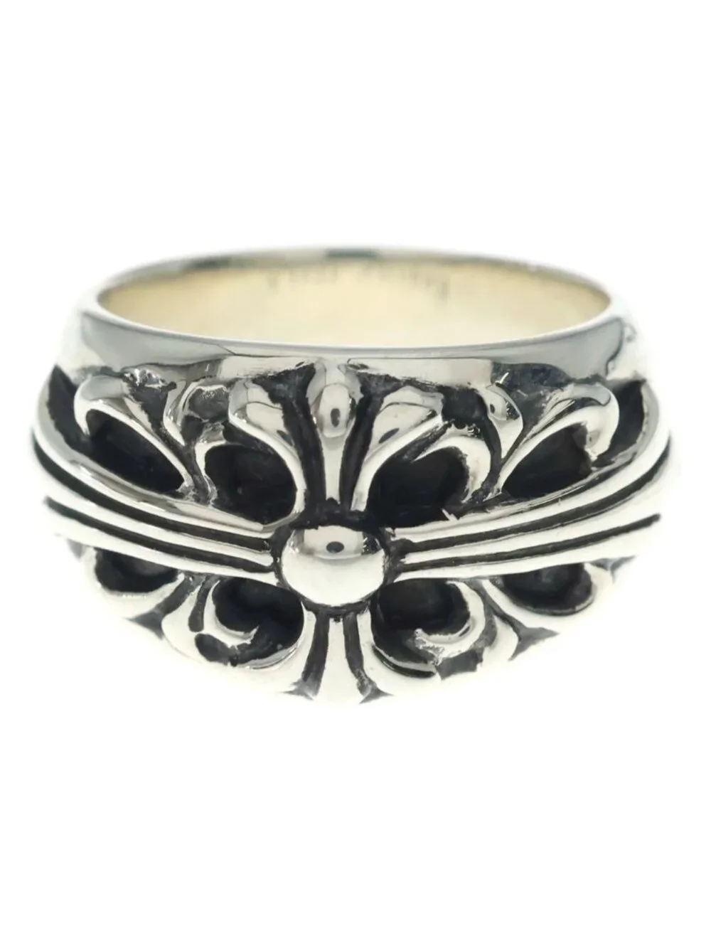 Chrome Hearts Flrl Crs Floral Cross Ring Silver